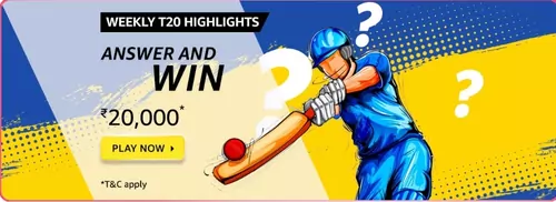 Amazon Weekly T-20 Highlights Quiz Answers – Win Rs.20000 for free