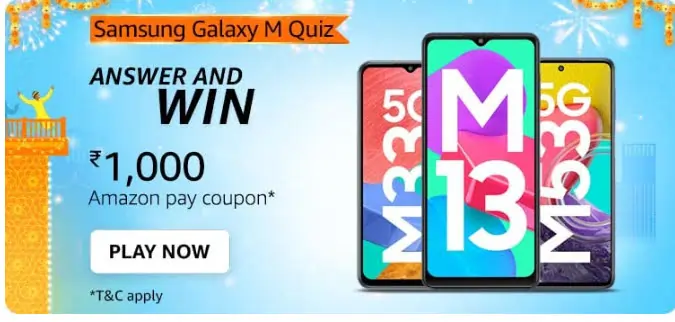 Amazon Samsung Galaxy M Quiz Answers – Win Rs.1000 for free