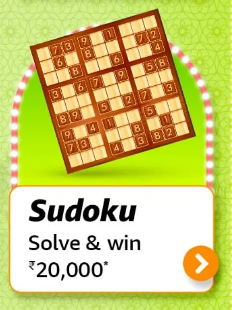 Amazon October Edition Sudoku Answers – Win Rs.20000 for free